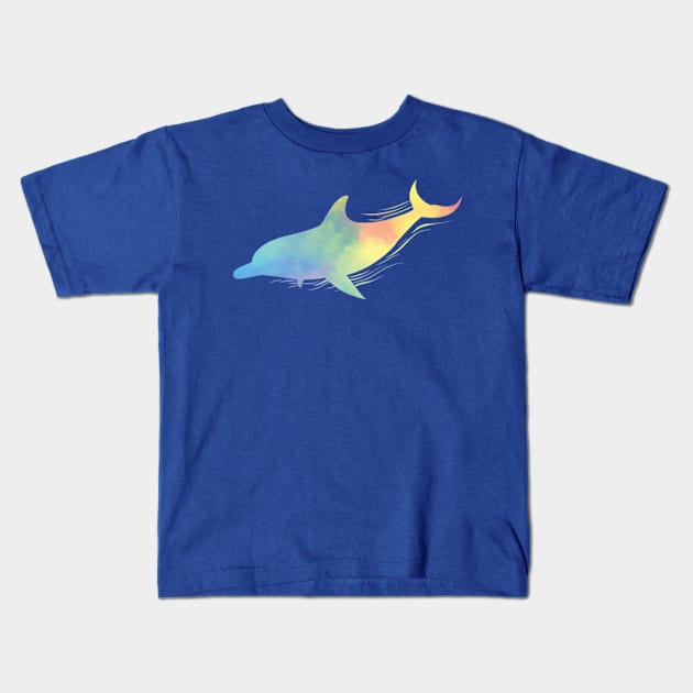 Dolphin In Rainbow Colors Kids T-Shirt by Hariolf´s Mega Store